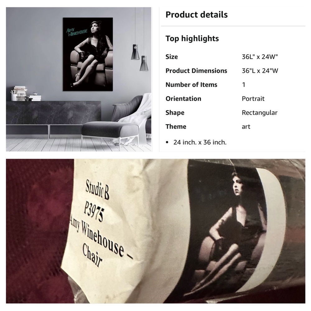 Amy Winehouse poster B&W -Lounge Chair- Back to Black music video- Black & White - Picture 3 of 8